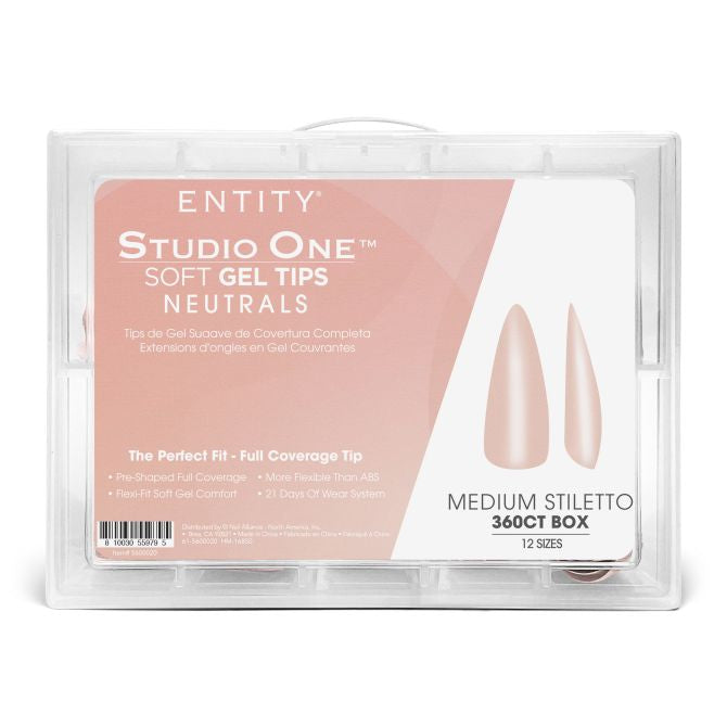 Soft Gel Tips- Medium Stiletto Pink Nude