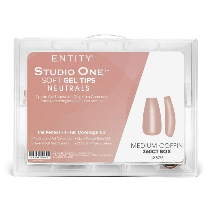 Soft Gel Tips- Medium Coffin Nude